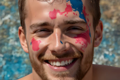 Paint Splat Fun - Colorful Happy Male Faces