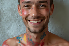 Paint Splat Fun - Colorful Happy Male Faces