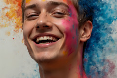 Paint Splat Fun - Colorful Happy Male Faces