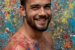 Paint Splat Fun - Colorful Happy Male Faces