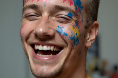 Paint Splat Fun - Colorful Happy Male Faces