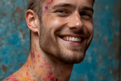 Paint Splat Fun - Colorful Happy Male Faces