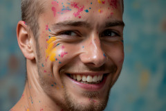 Paint Splat Fun - Colorful Happy Male Faces