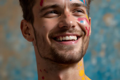 Paint Splat Fun - Colorful Happy Male Faces