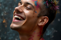 Paint Splat Fun - Colorful Happy Male Faces