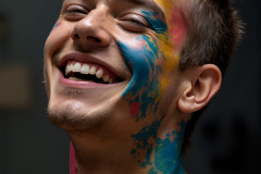 Paint Splat Fun - Colorful Happy Male Faces