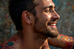 Paint Splat Fun - Colorful Happy Male Faces