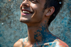 Paint Splat Fun - Colorful Happy Male Faces