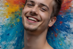 Paint Splat Fun - Colorful Happy Male Faces