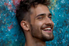 Paint Splat Fun - Colorful Happy Male Faces