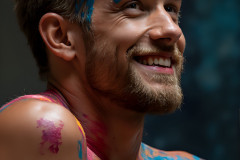 Paint Splat Fun - Colorful Happy Male Faces