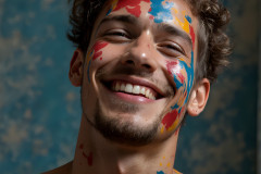 Paint Splat Fun - Colorful Happy Male Faces