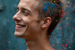 Paint Splat Fun - Colorful Happy Male Faces