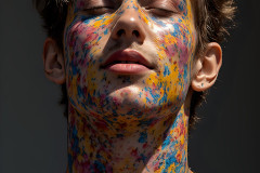 Paint Splat Fun - Colorful Happy Male Faces