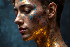 Paint Splat Fun - Colorful Happy Male Faces