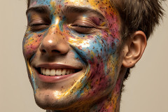 Paint Splat Fun - Colorful Happy Male Faces