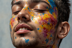 Paint Splat Fun - Colorful Happy Male Faces