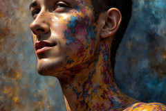 Paint Splat Fun - Colorful Happy Male Faces