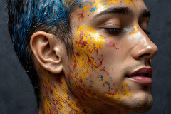 Paint Splat Fun - Colorful Happy Male Faces