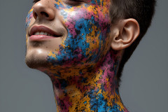 Paint Splat Fun - Colorful Happy Male Faces