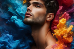 Handsome Men and the Colors of Pride,part of the LGBTQ Gay Pride Collection