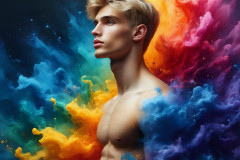 Handsome Men and the Colors of Pride,part of the LGBTQ Gay Pride Collection