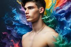 Handsome Men and the Colors of Pride,part of the LGBTQ Gay Pride Collection