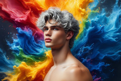 Handsome Men and the Colors of Pride,part of the LGBTQ Gay Pride Collection