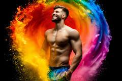 Handsome Men and the Colors of Pride,part of the LGBTQ Gay Pride Collection