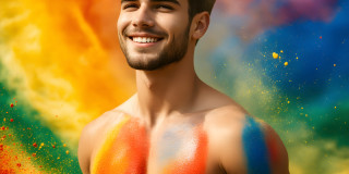 Handsome Men and the Colors of Pride,part of the LGBTQ Gay Pride Collection