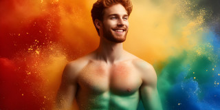 Handsome Men and the Colors of Pride,part of the LGBTQ Gay Pride Collection