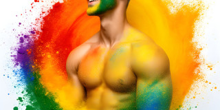 Handsome Men and the Colors of Pride,part of the LGBTQ Gay Pride Collection
