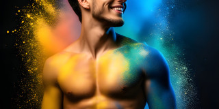 Handsome Men and the Colors of Pride,part of the LGBTQ Gay Pride Collection