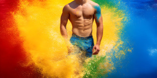 Handsome Men and the Colors of Pride,part of the LGBTQ Gay Pride Collection