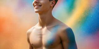 Handsome Men and the Colors of Pride,part of the LGBTQ Gay Pride Collection