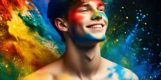 Handsome Men and the Colors of Pride,part of the LGBTQ Gay Pride Collection
