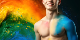 Handsome Men and the Colors of Pride,part of the LGBTQ Gay Pride Collection
