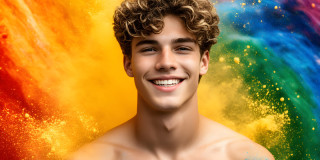 Handsome Men and the Colors of Pride,part of the LGBTQ Gay Pride Collection