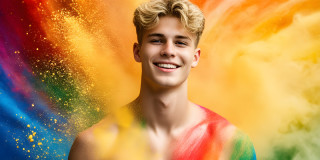 Handsome Men and the Colors of Pride,part of the LGBTQ Gay Pride Collection