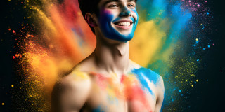 Handsome Men and the Colors of Pride,part of the LGBTQ Gay Pride Collection