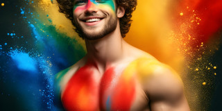 Handsome Men and the Colors of Pride,part of the LGBTQ Gay Pride Collection
