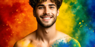 Handsome Men and the Colors of Pride,part of the LGBTQ Gay Pride Collection