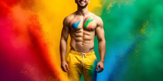 Handsome Men and the Colors of Pride,part of the LGBTQ Gay Pride Collection