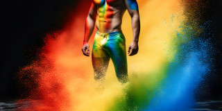 Handsome Men and the Colors of Pride,part of the LGBTQ Gay Pride Collection