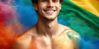 Handsome Men and the Colors of Pride,part of the LGBTQ Gay Pride Collection