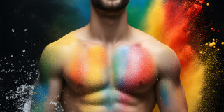 Handsome Men and the Colors of Pride,part of the LGBTQ Gay Pride Collection