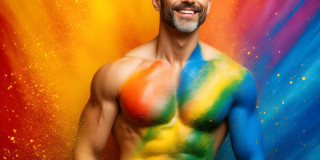 Handsome Men and the Colors of Pride,part of the LGBTQ Gay Pride Collection