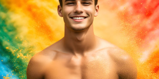 Handsome Men and the Colors of Pride,part of the LGBTQ Gay Pride Collection
