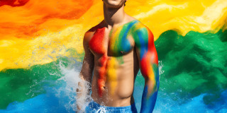 Handsome Men and the Colors of Pride,part of the LGBTQ Gay Pride Collection