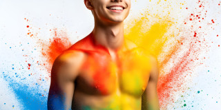 Handsome Men and the Colors of Pride,part of the LGBTQ Gay Pride Collection
